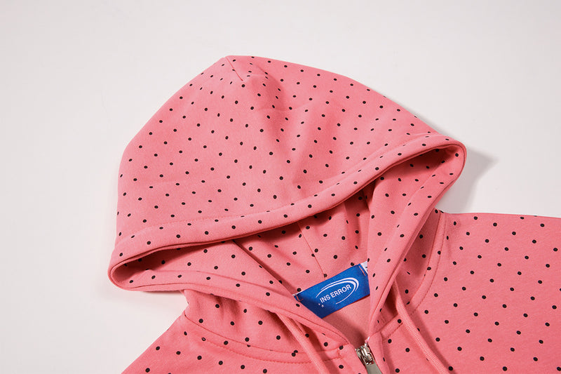 Sweat à capuche zippé anime – Sweat court à pois avec illustration d’ange