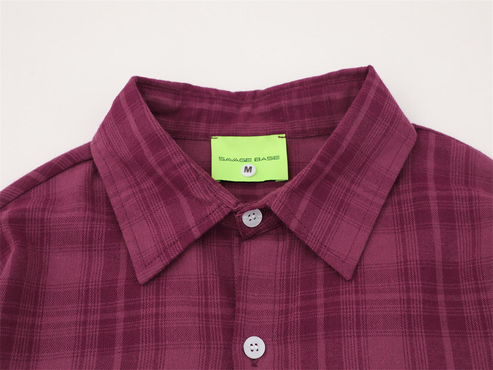 Men's Plaid & Camo Splice Long Sleeve Shirt with Figure Graphic Print