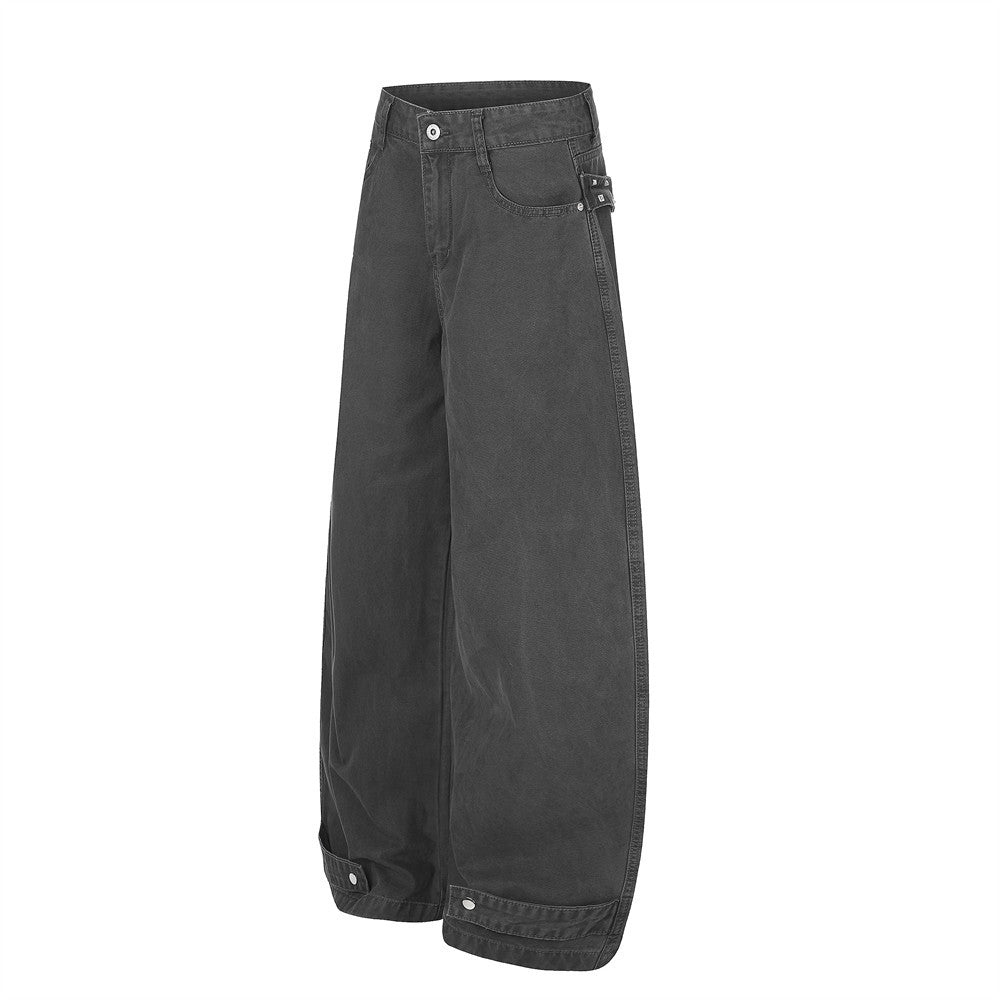 Wide-Leg Barrel Jeans – Men's Oversized Punk Vintage Washed Curved Silhouette