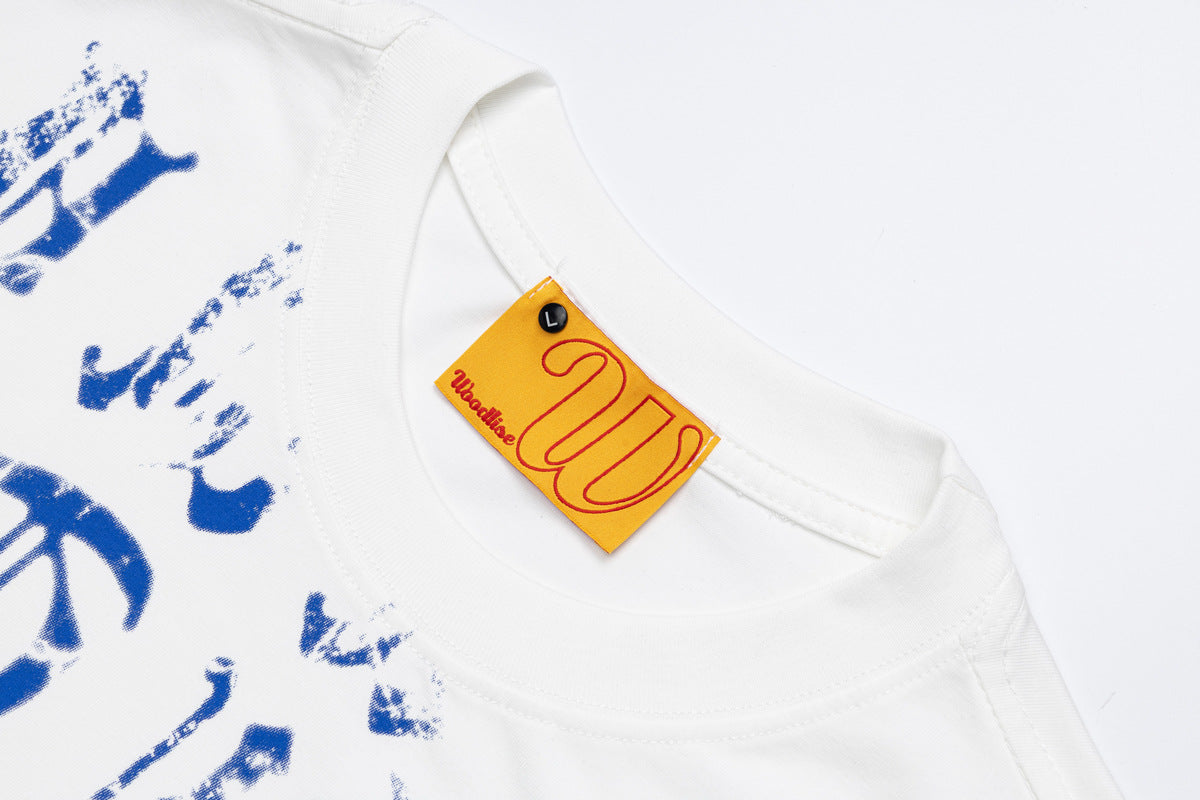 T-shirt manches longues à imprimé lettres gothiques – Col rond streetwear américain vintage