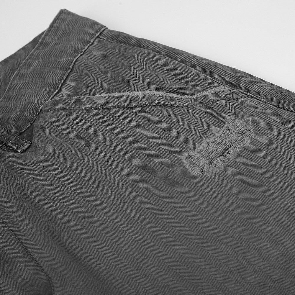 Jean large homme – Gris délavé vintage, coupe droite et déchirée