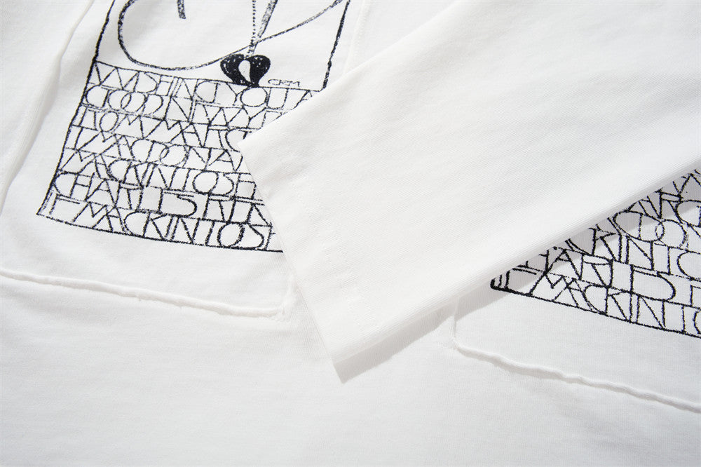 T-shirt manches longues à imprimé art abstrait – Col rond oversize graphique