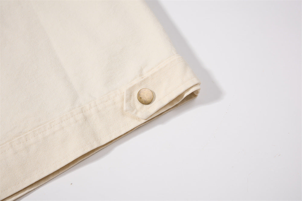Men's Canvas Workwear Zip Jacket with Contrast Corduroy Collar