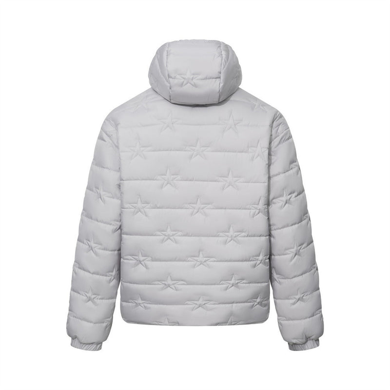 Star-Quilted Hooded Puffer Jacket – Embossed Five-Point Star Design