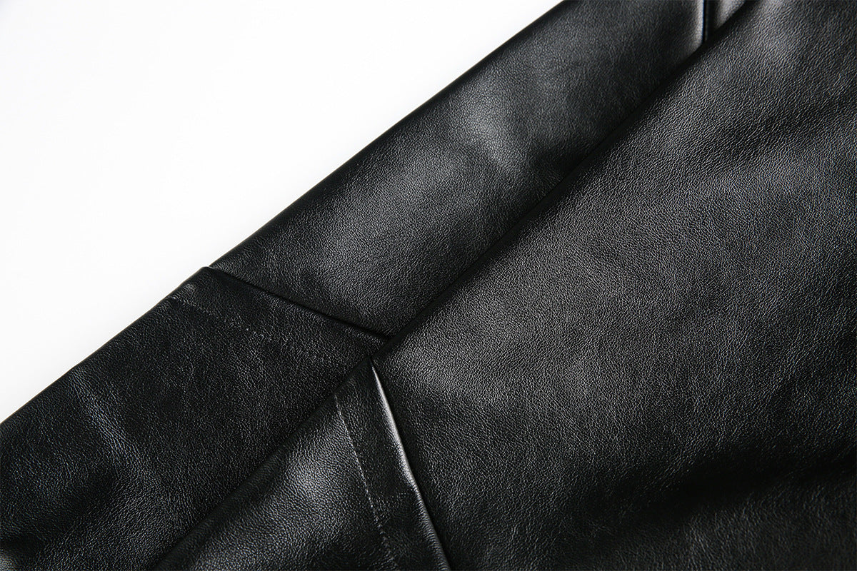 Blouson bomber varsity – Corps noir en mélange de laine et manches en simili cuir