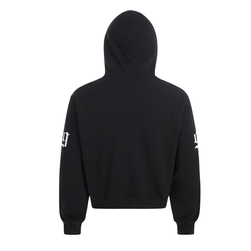 Oversized Black Hoodie with Old English 99 & Growing Mo Graphic Print