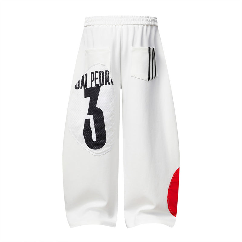 Jogging wide-leg patchwork – Appliqués camouflage et mesh, streetwear color block