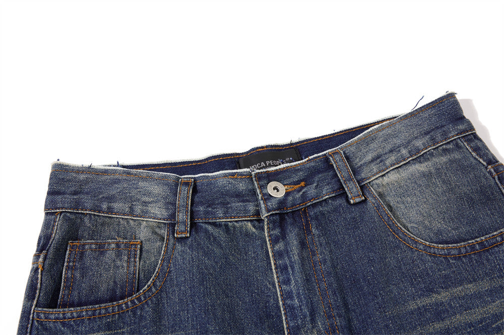 Vaqueros acampanados de pierna ancha para hombre – Denim vintage lavado y desgastado