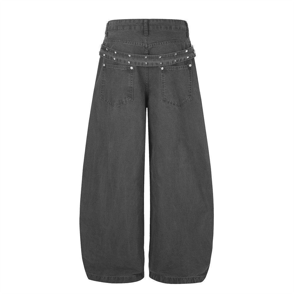 Wide-Leg Barrel Jeans – Men's Oversized Punk Vintage Washed Curved Silhouette