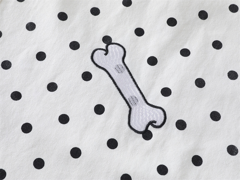 Pantalon baggy wide-leg à pois avec broderies cartoon dalmatien