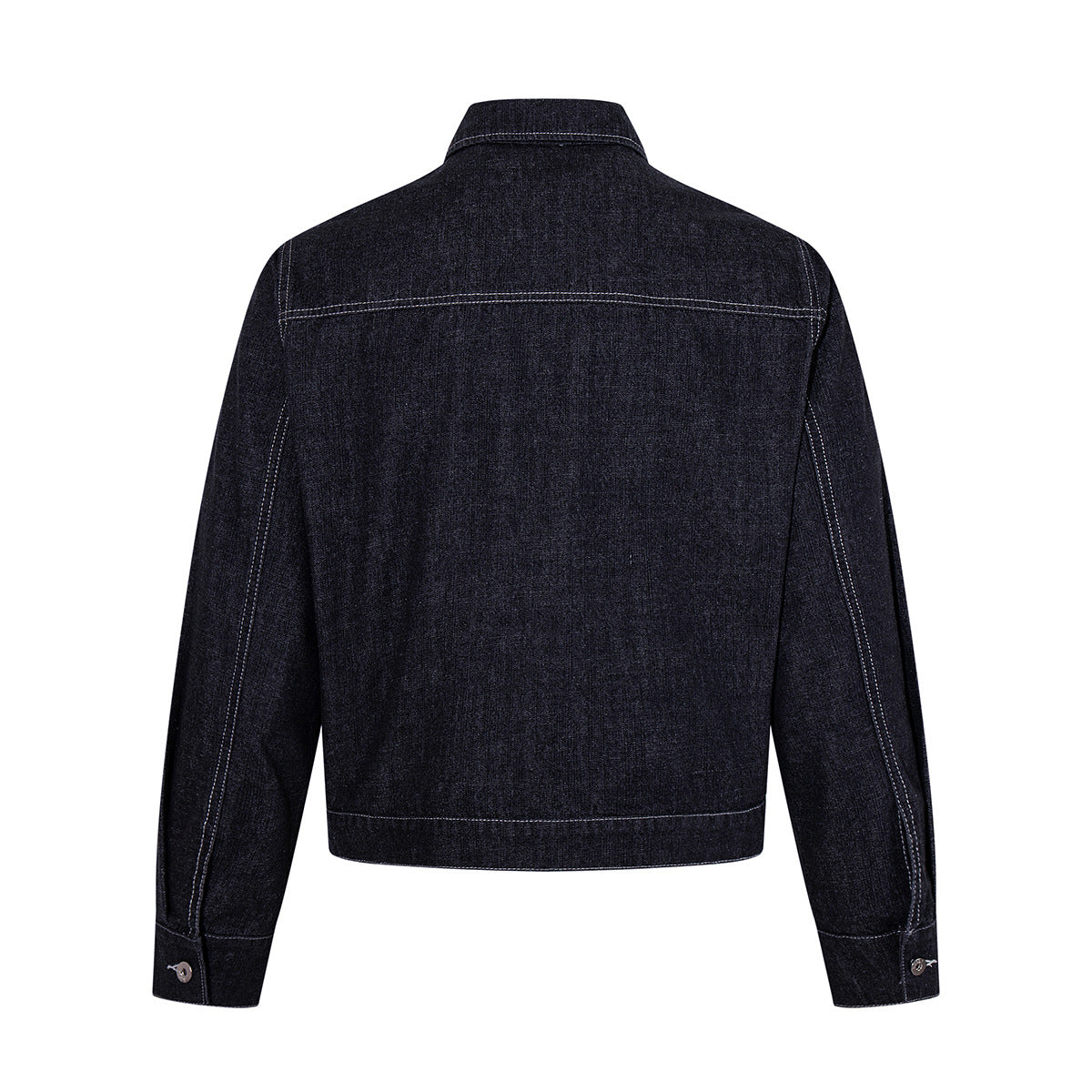 Ensemble veste et pantalon en jean – Veste boxy en denim indigo foncé asymétrique