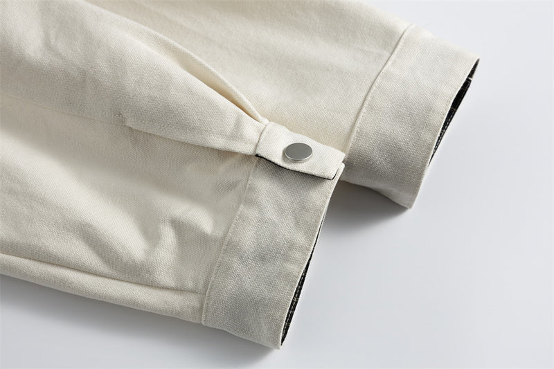 Men's Heavyweight Washed Cotton Harrington Jacket with Stand Collar & Zip