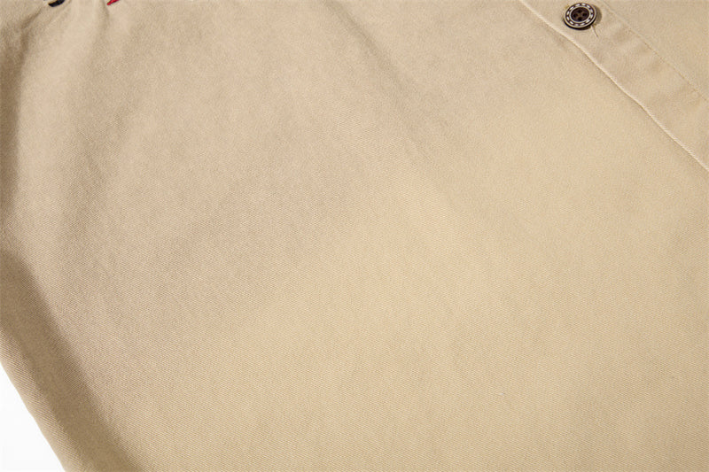 Mafa Vintage Racing Embroidered Short Sleeve Shirt – Washed Khaki Workwear Style