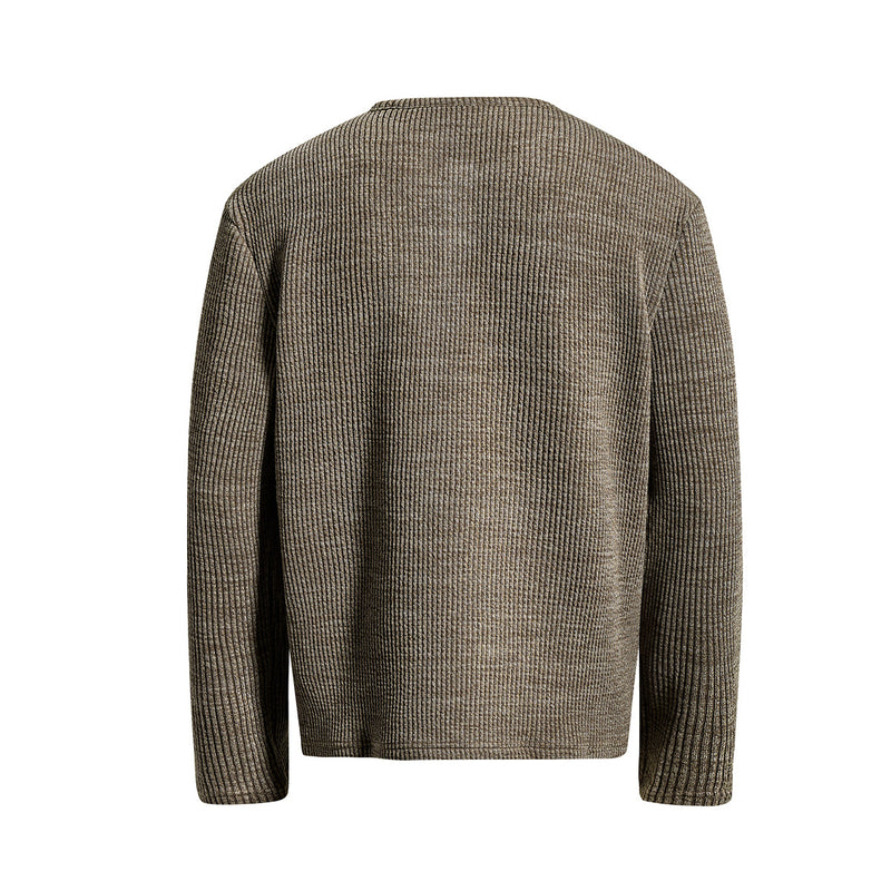 Men's Waffle Knit Henley Long Sleeve Shirt – Relaxed Fit Vintage Tee