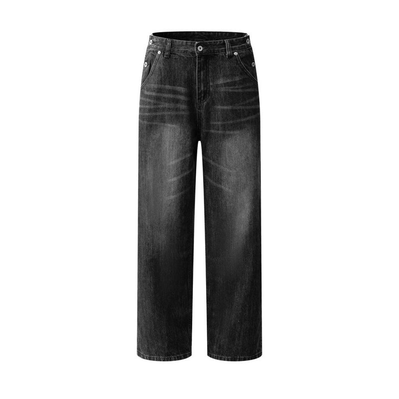 Baggy Black Jeans Men – Wide Leg Vintage Washed Straight Denim Pants