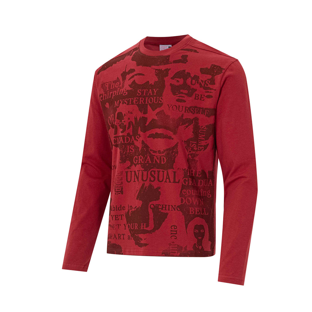 ロングスリーブシャツ ダークパンク グラフィックコラージュプリント スリムフィットTシャツ