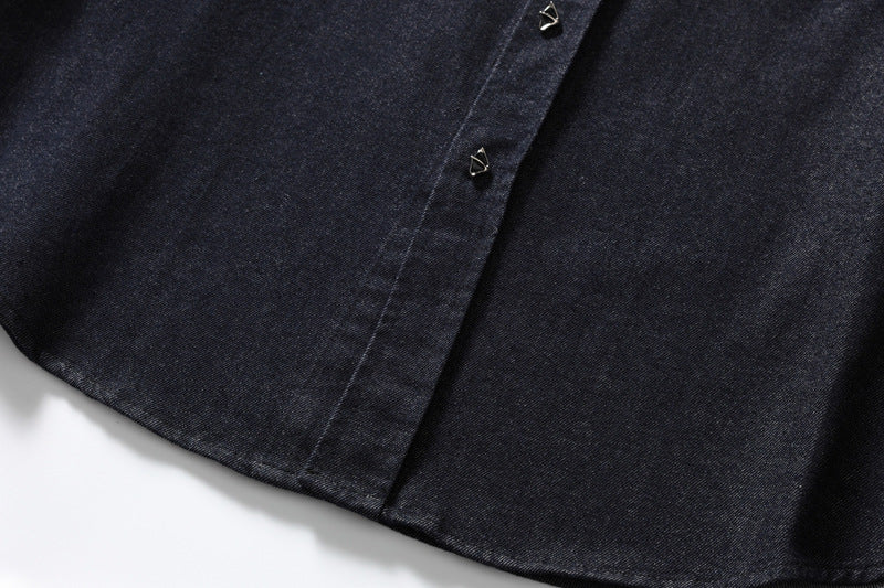 Men's Long Sleeve Button-Up Denim Shirt – Relaxed Fit Workwear Overshirt