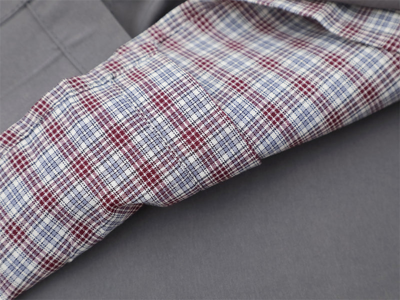 Men's Faux Two-Piece Plaid Collar Long Sleeve Shirt – Double-Layer Spliced