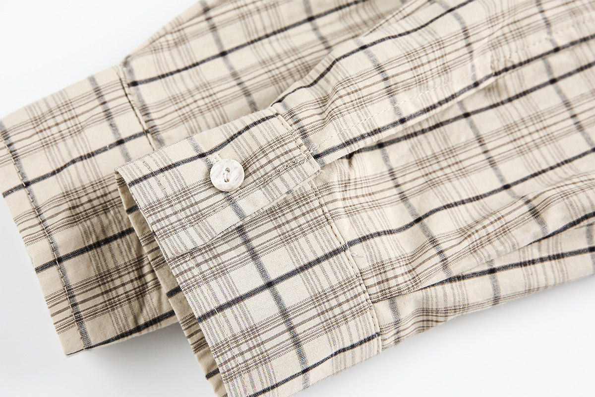 Camisa de Manga Larga de Cuadros para Hombre con Estampado Gráfico de Letras Vintage