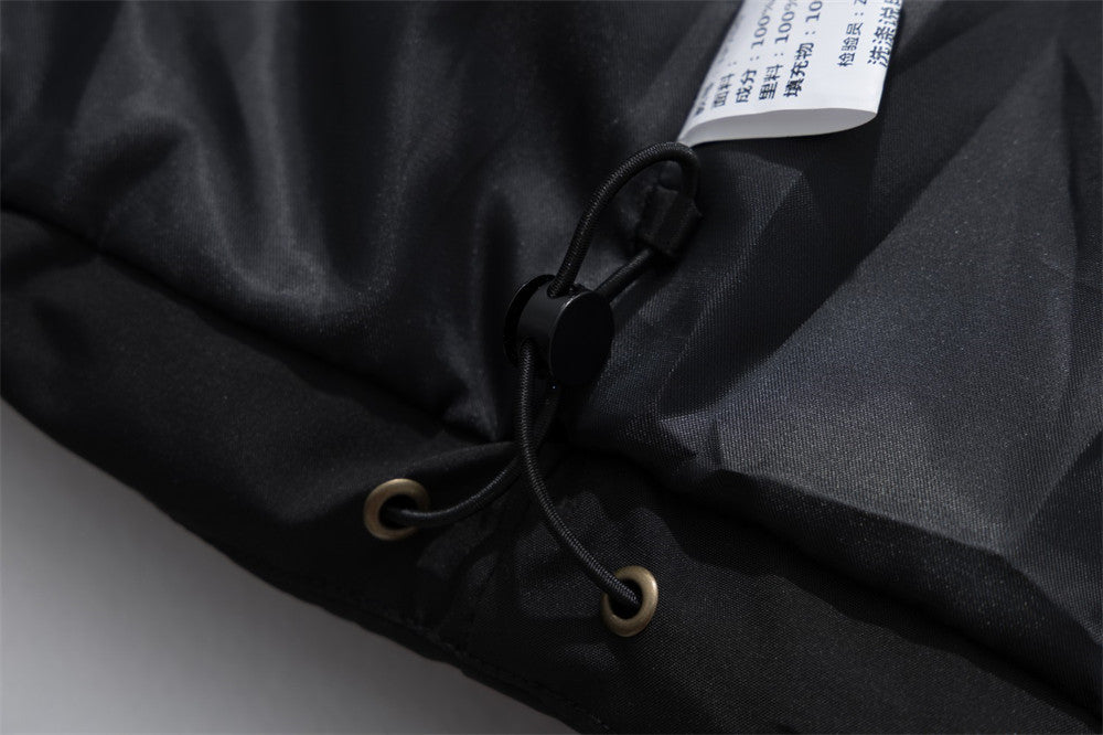 Men's Winter Puffer Jacket – Asymmetric Wrap Collar, High-Neck Quilted Coat in