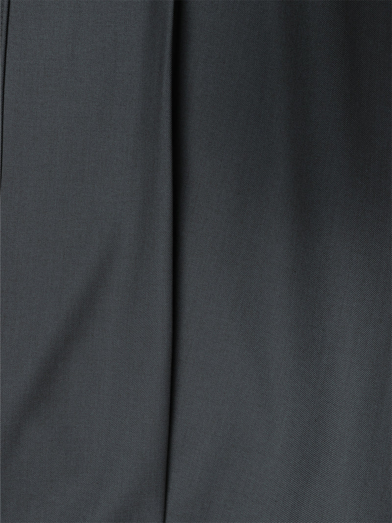 Wide-Leg Pleated Trousers – Diagonal Button Fly, Relaxed Silhouette
