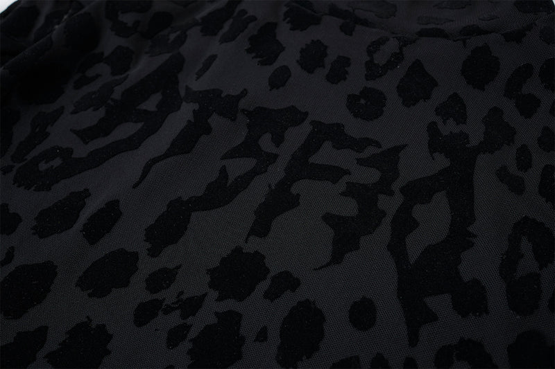 Leopard Print Turtleneck Long Sleeve Slim-Fit Shirt