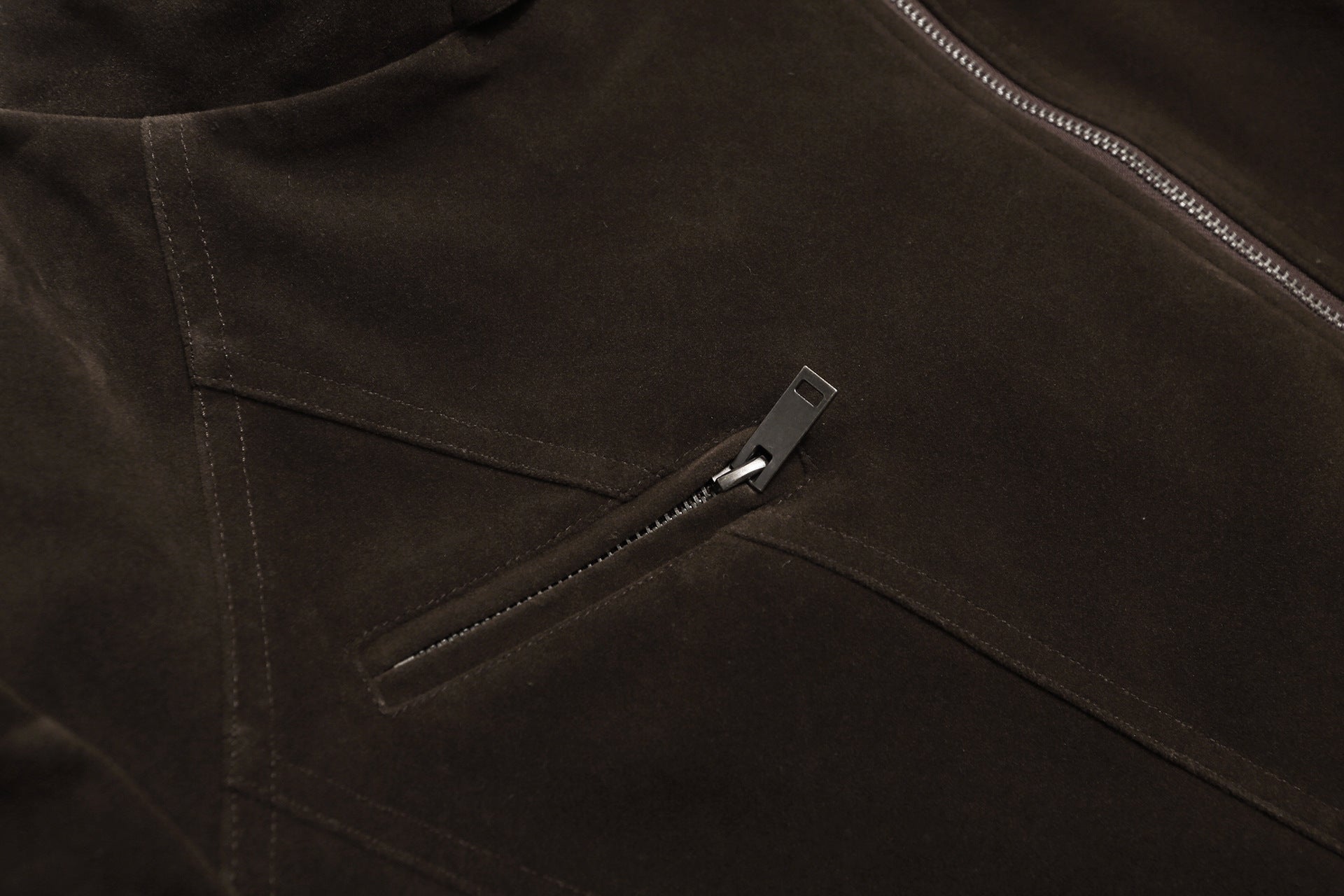Suede Moto Biker Jacket – Cropped Stand Collar Asymmetric Zip