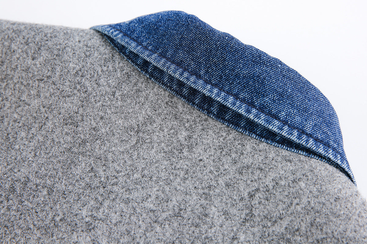 Veste boxy à boutons-pression avec col en denim – Style rétro old money