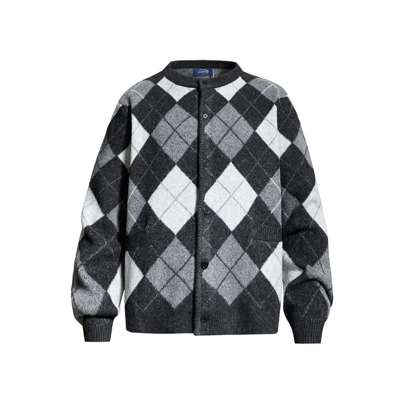 Gilet homme en maille argyle – Coupe oversize boutonnée