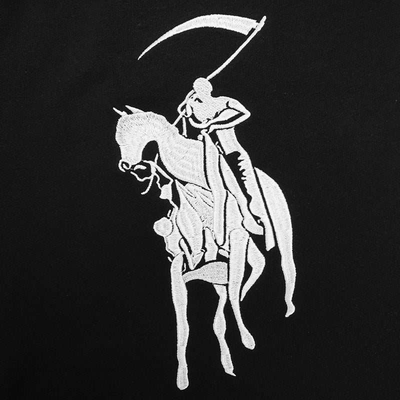 Wide-Leg Sweatpants with Grim Reaper Graphic & Double Waistband