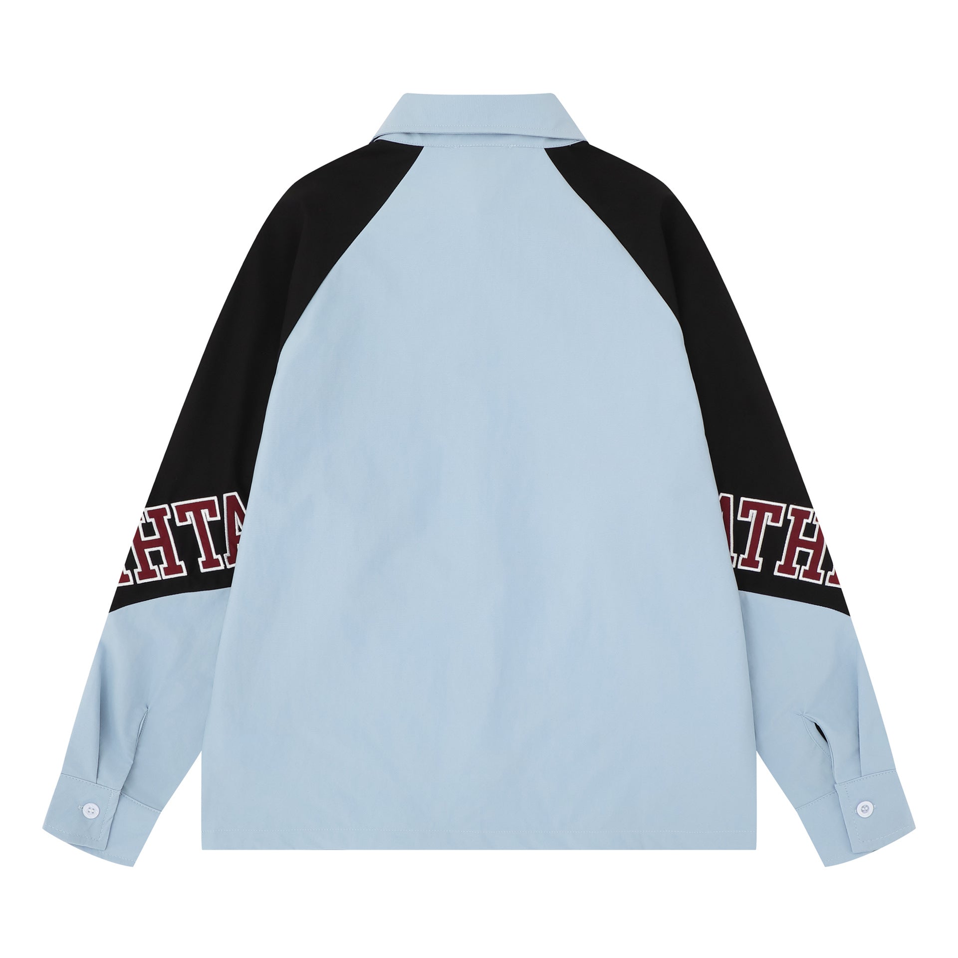 Baggy Long Sleeve Shirt Men's Colorblock Raglan Letter Embroidery Oversized