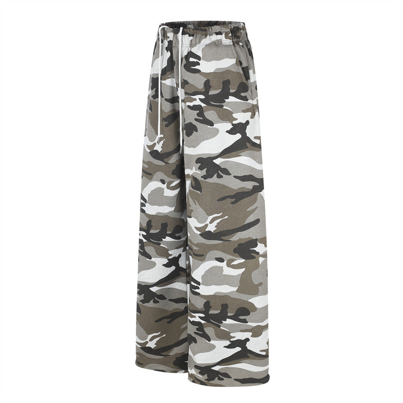 Camo Wide-Leg Sweatpants – Men's Relaxed Fit Drawstring Jogger Pants