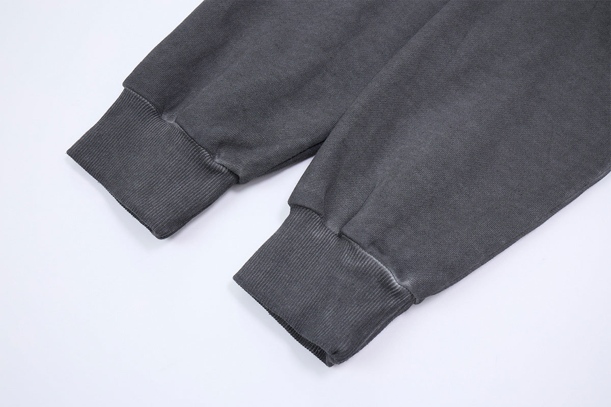 Long Sleeve Acid Wash Shirt with Celestial Print & Raw-Edge Seam Detail