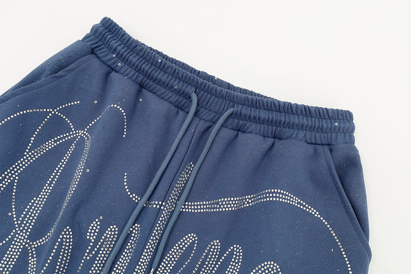 Wide-Leg Sweatpants with Rhinestone Script Lettering – Baggy Hip-Hop Style