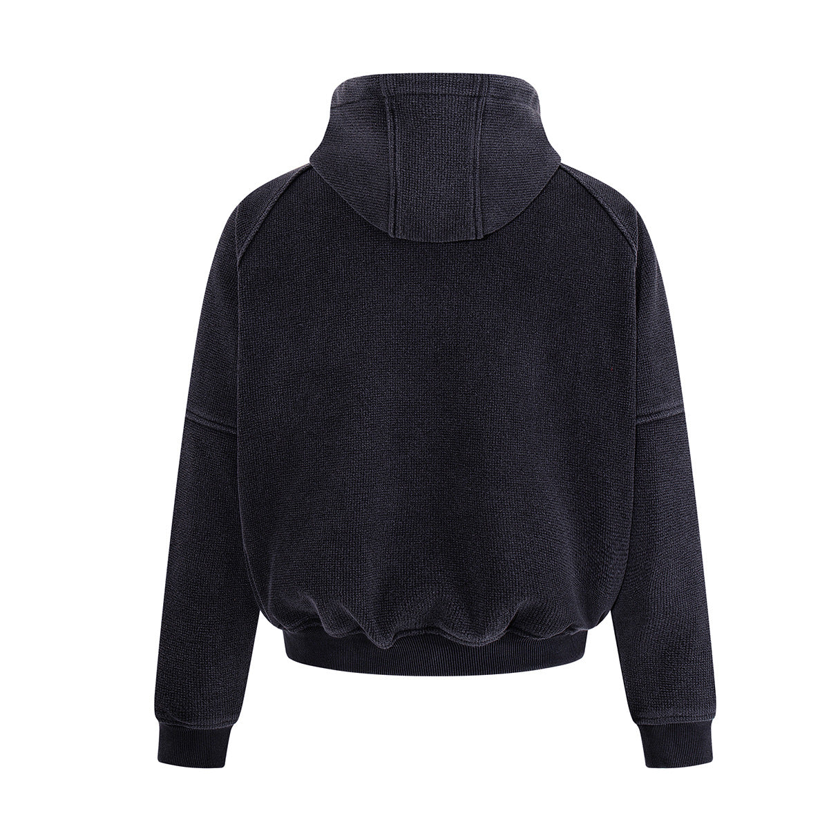 Hooded-Bomberjacke aus Waffelstrick mit Washed-Finish und Metallverschlüssen
