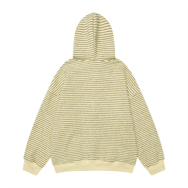 Striped Zip-Up Hoodie — Oversized American Vintage Fleece Cardigan