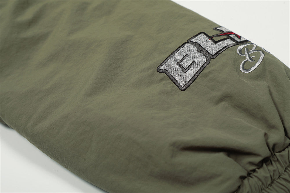 Men's Army Green Varsity Patch Faux Fur Hood Puffer Jacket