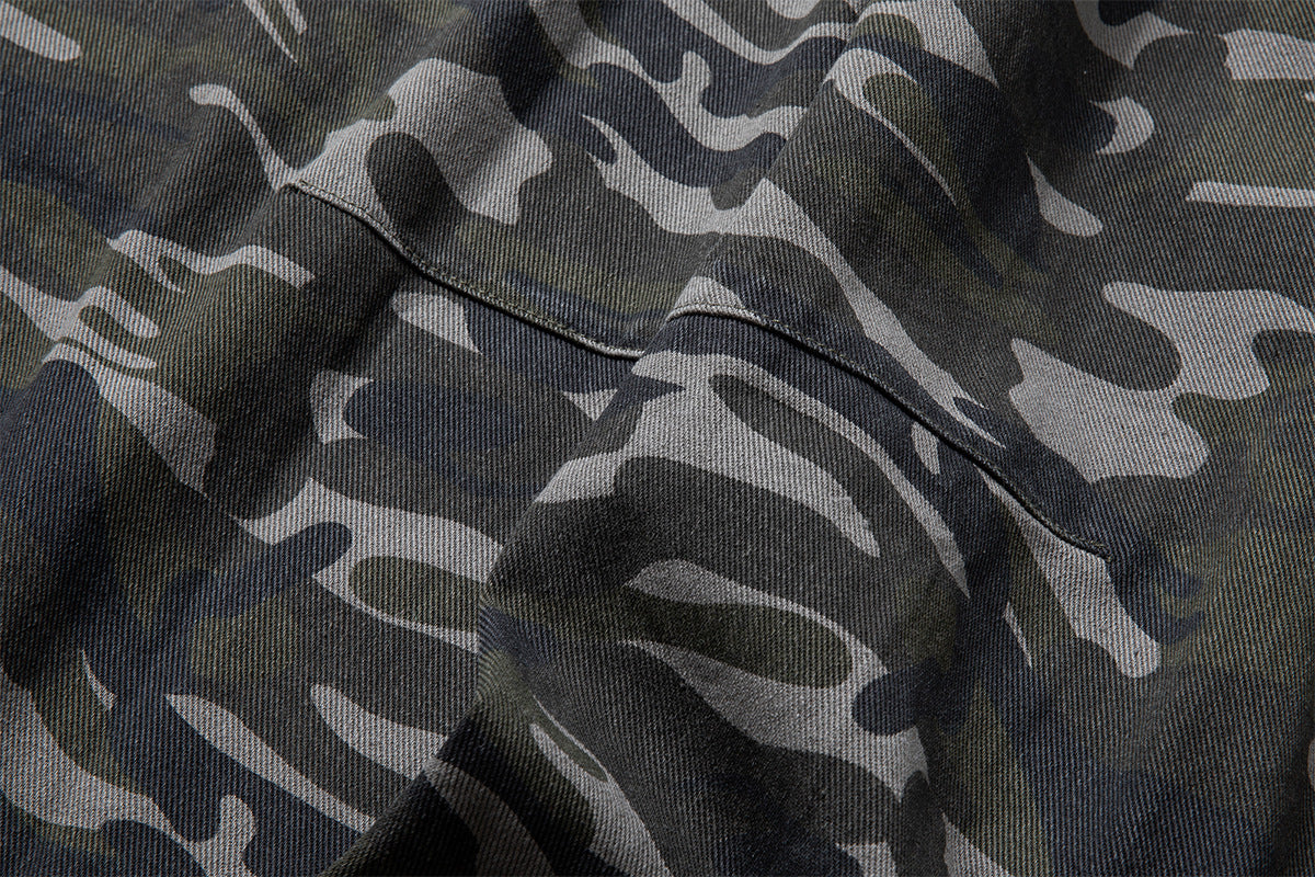 Pantalon cargo camouflage à jambes larges – Streetwear américain vintage délavé