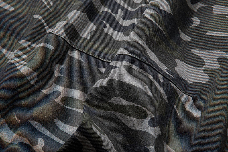 Pantalon cargo camouflage à jambes larges – Streetwear américain vintage délavé