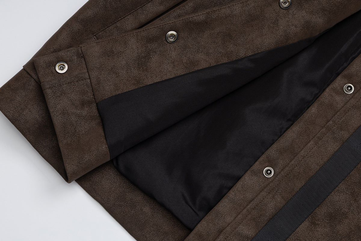 Chaqueta bomber de textura ante con rayas – Chaqueta corta Detroit con bandas satinadas
