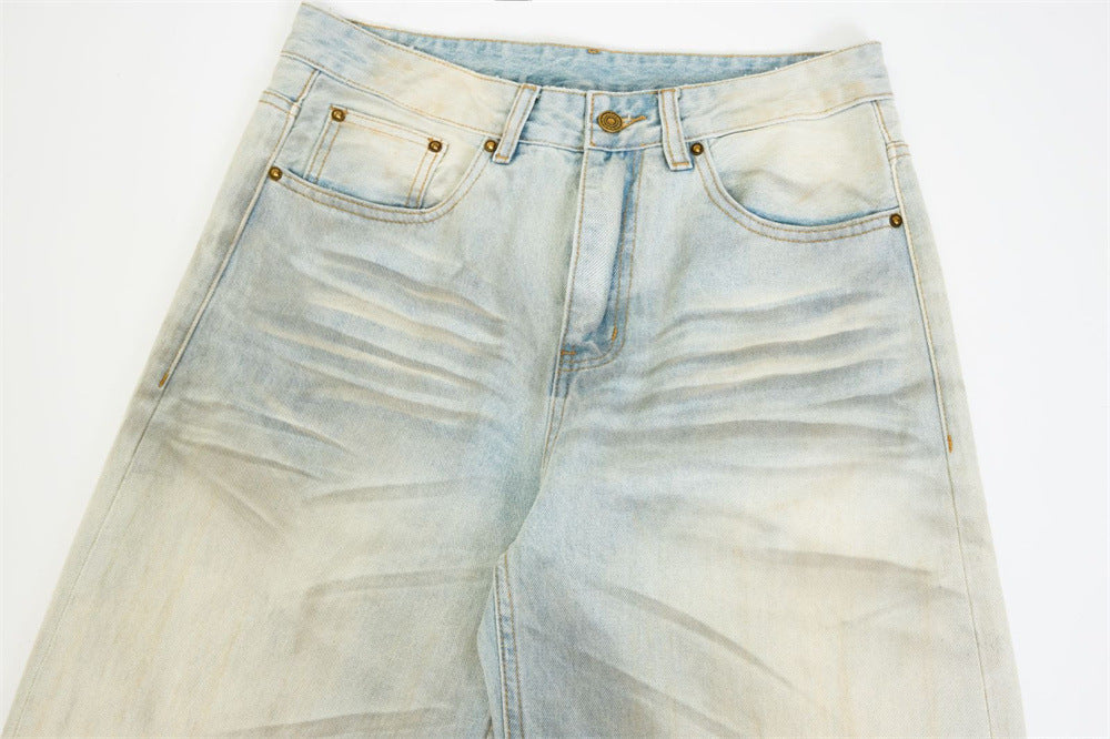 Baggy Pants for Men – Wide Leg Washed Light Blue Denim Jeans