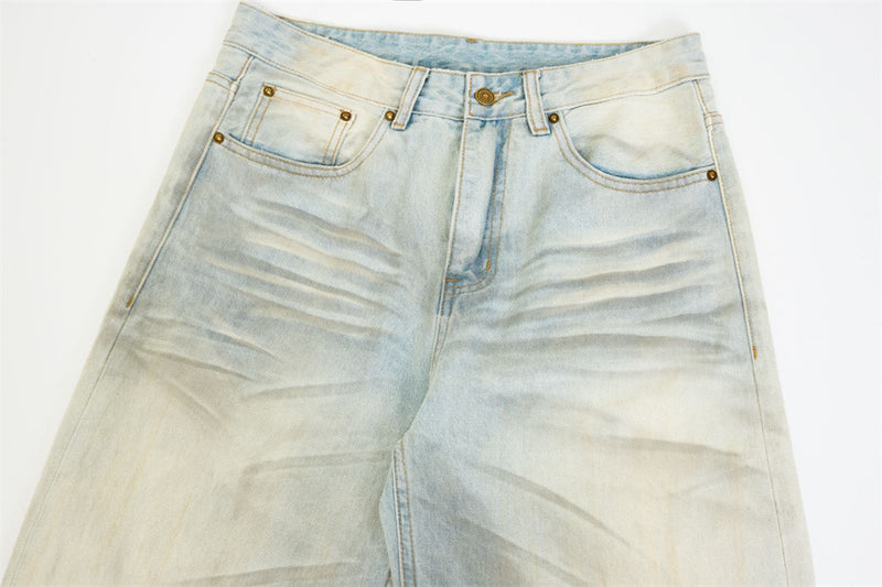 Baggy Pants for Men – Wide Leg Washed Light Blue Denim Jeans