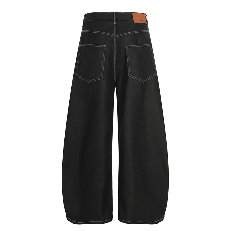 Jean wide leg à imprimé graphique – Denim noir oversize à lettrage affirmé