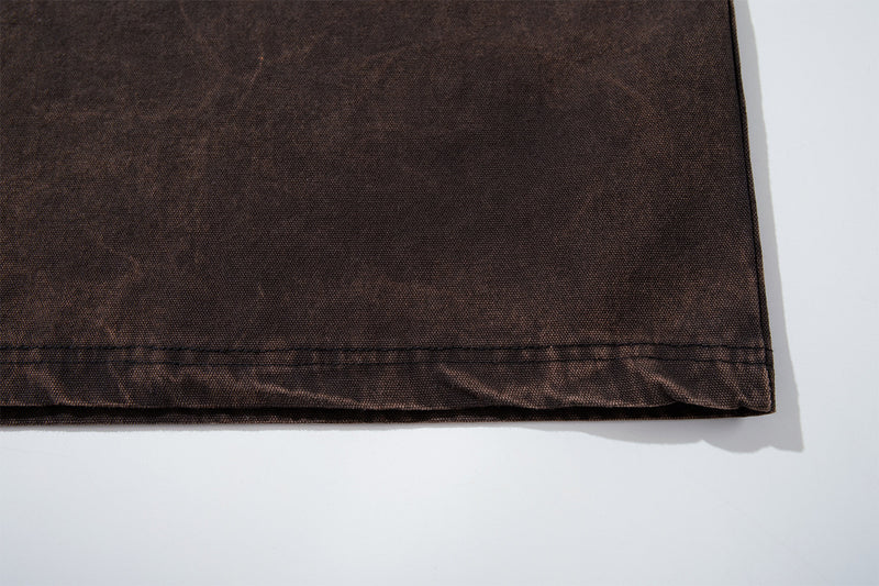 Long Sleeve Brown Shirt Raglan Patchwork Washed Vintage Streetwear Top
