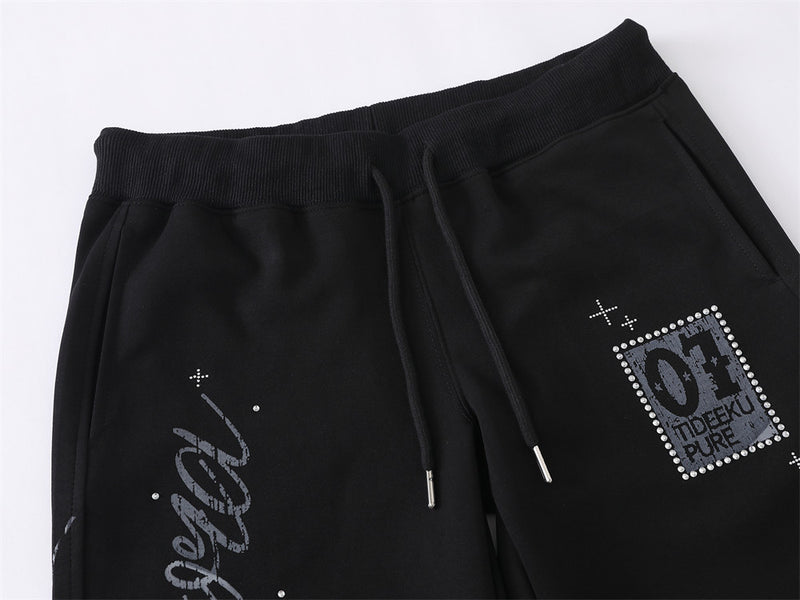 Pantalon de jogging flare wide leg homme avec imprimé script et taille élastique