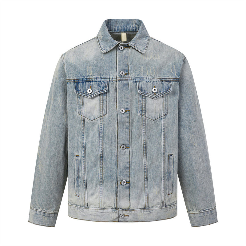 Veste en jean homme délavée et usée – Style street vintage punk