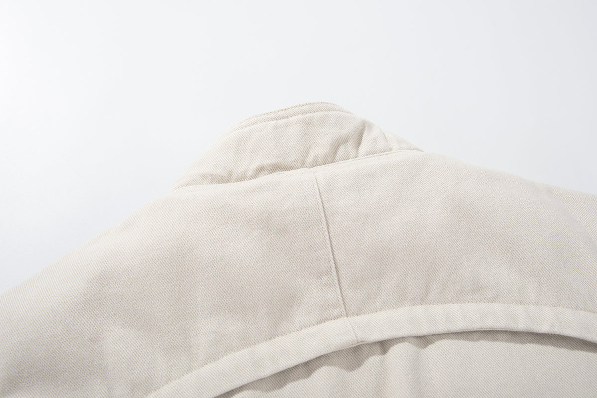 Men's Padded Bomber Jacket – Stand Collar, Full-Zip, Cream