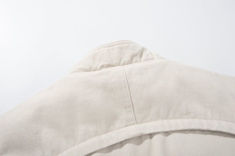 Men's Padded Bomber Jacket – Stand Collar, Full-Zip, Cream