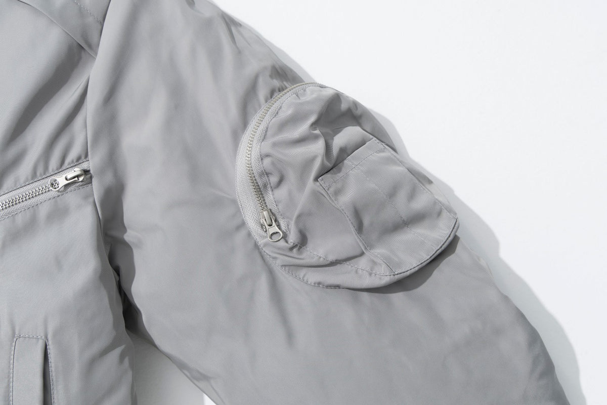 Padded Bomber Jacket – Zip-Up MA-1 Flight Jacket with Sleeve Pocket