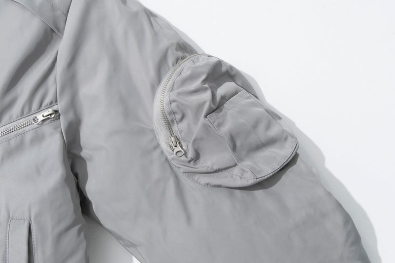 Padded Bomber Jacket – Zip-Up MA-1 Flight Jacket with Sleeve Pocket